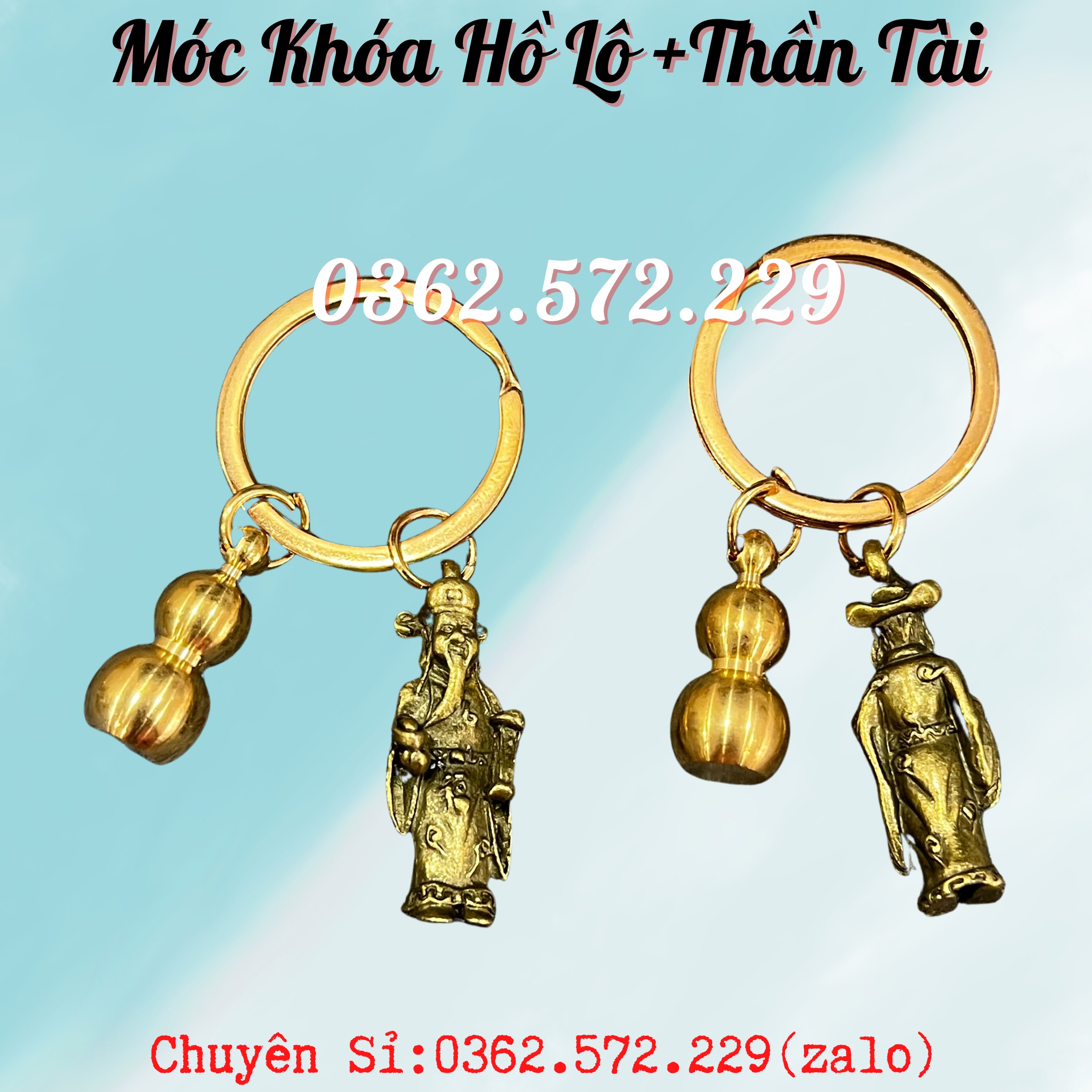 Móc Khóa Hồ Lô Thần Tài Bằng Đồng Phong Thủy Treo Oto, Xe Máy Phong Thủy