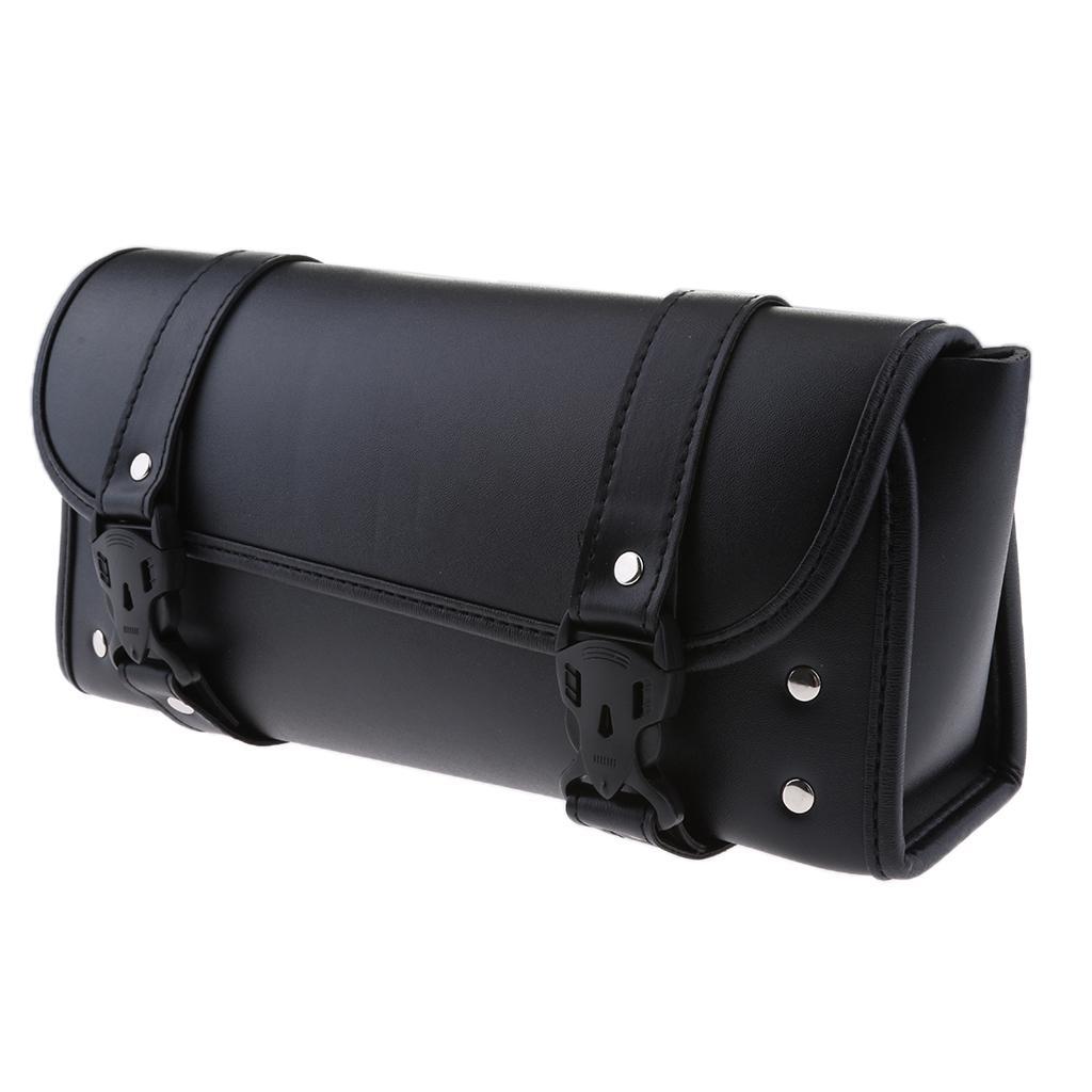 Leather Tool Bag Motorcycle Bike Handlebar Pouch Storage Bag Fork