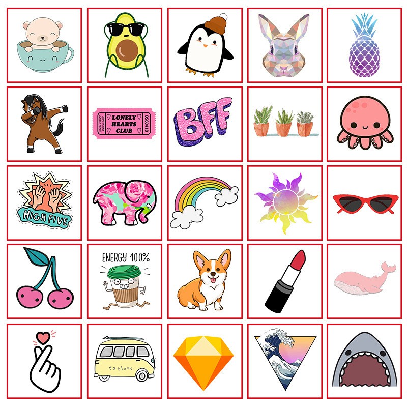 Bộ 50 miếng Sticker hình dán Holiday Set B