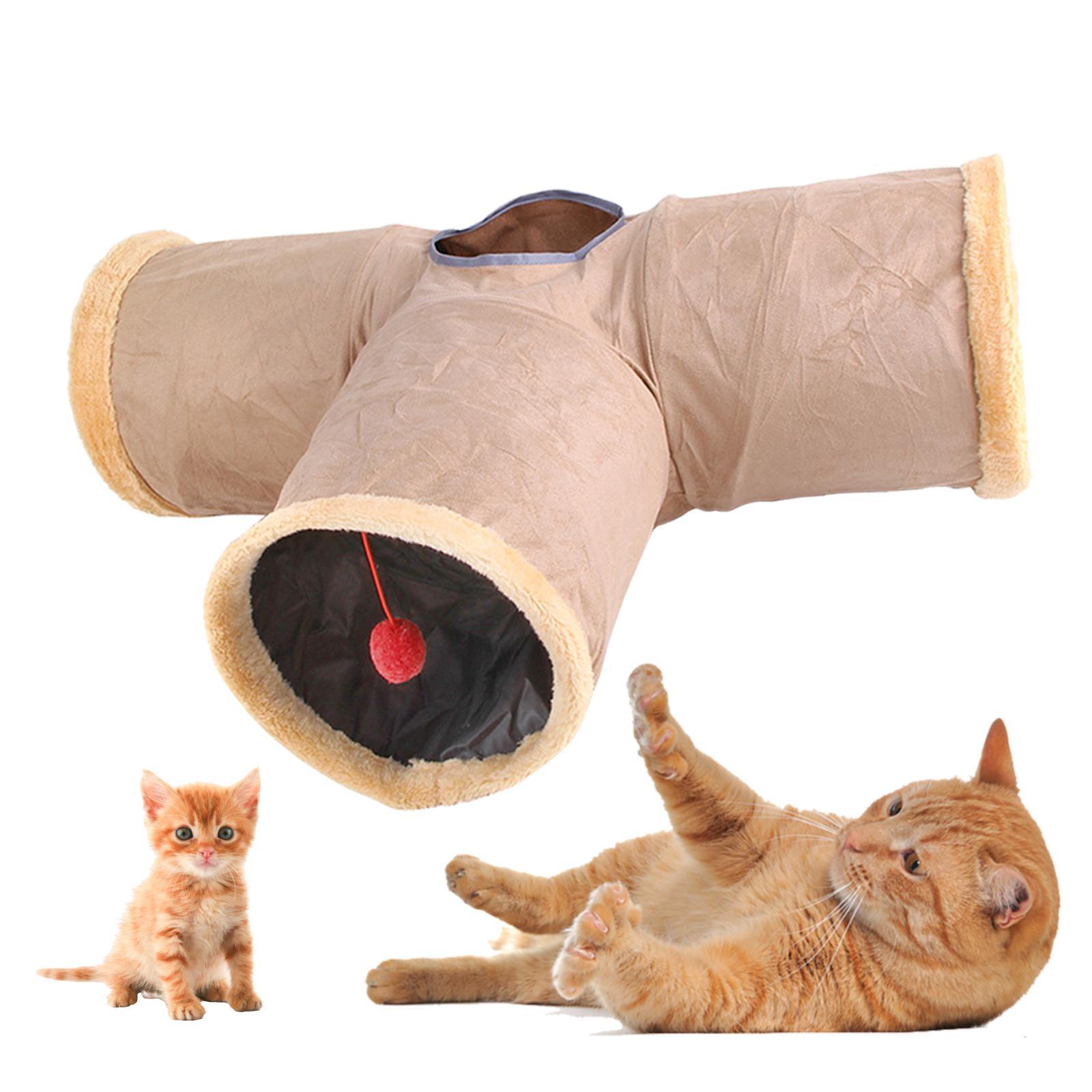 Cat Tunnel Tube for Indoor Cats, Cat Toys 3 Way Collapsible, Kitty Tunnel Cat Pet Toys Peek Hole Toy for Puppy, Kitten, Rabbit