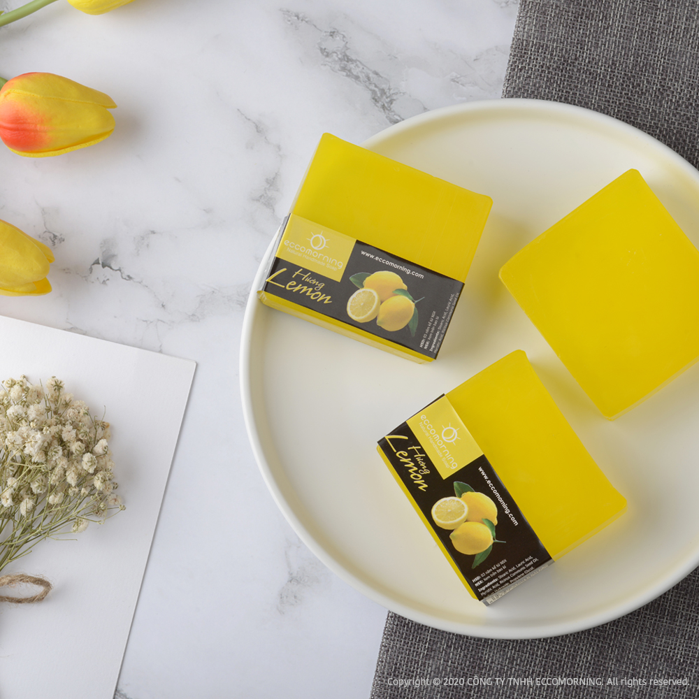 Xà Bông Thiên Nhiên Handmade eccomorning Hình Vuông Hương Chanh - Lemon Soap