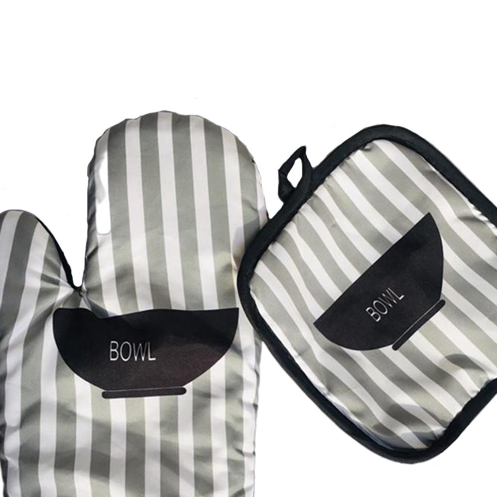 2pcs Oven Cotton Gloves Pot Holder Cooking Heat Resistant Mitt Bowl