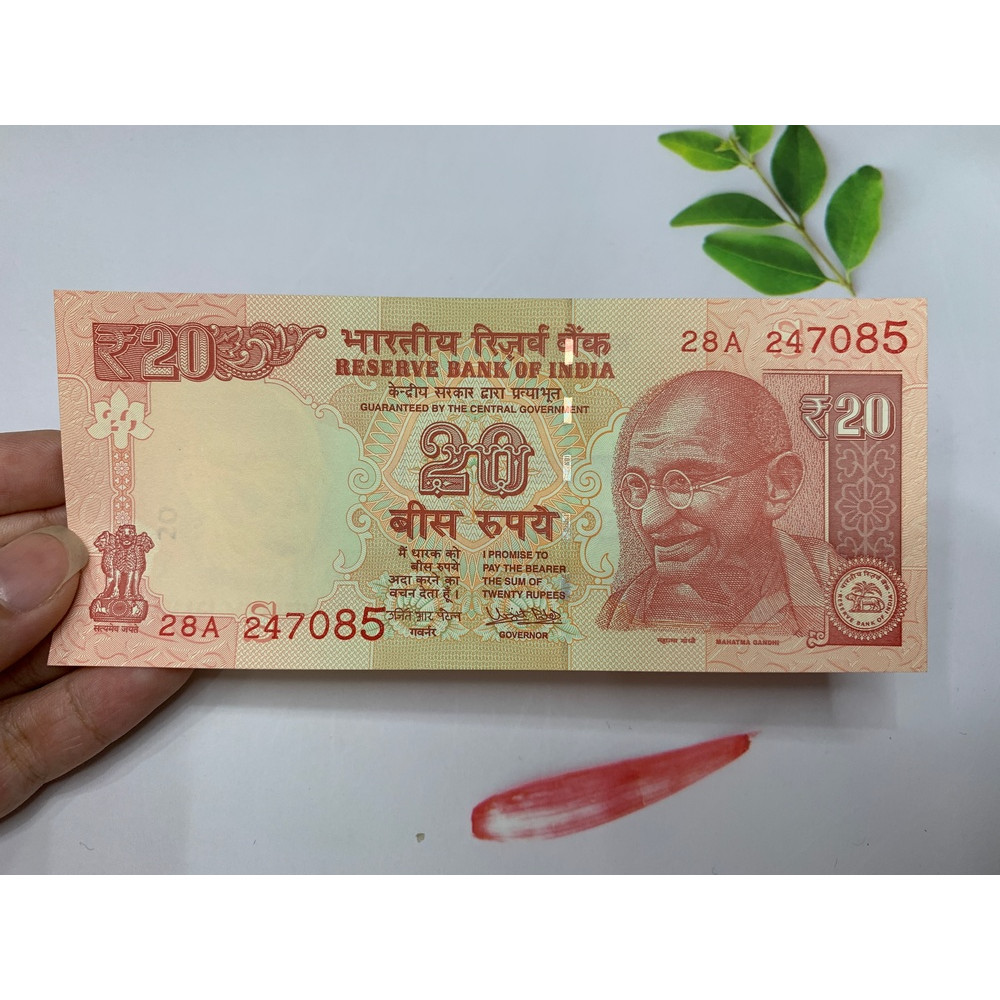 Tờ 20 Rupees India Ấn Độ -  tặng phơi nylon bảo quản tiền