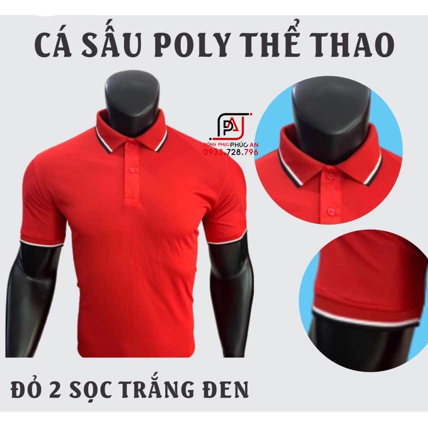 Áo thun cổ sọc nam nữ chất vải co giãn thể thao