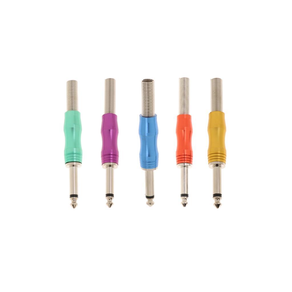 Copper 6.35mm Mono Jack Plug Audio Connector for Amplifier Microphone