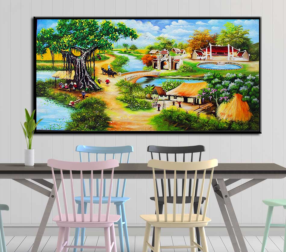 Tranh canvas treo tường làng quê Việt Nam - QVN006