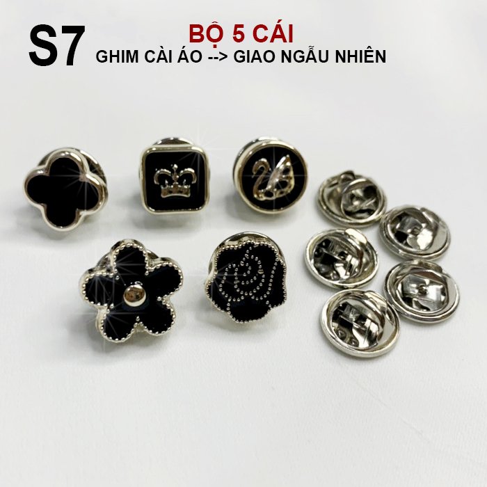 GOTI  - Set Bộ 5 Món Pin Cài Áo Siêu Hot, Hoặc Set Bộ 3 Trâm Cài Trang Trí Cổ Áo, Váy Đầm, Balo, Nón SET02