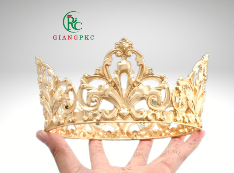 Vương miện nam tròn cao 7cm màu vàng
