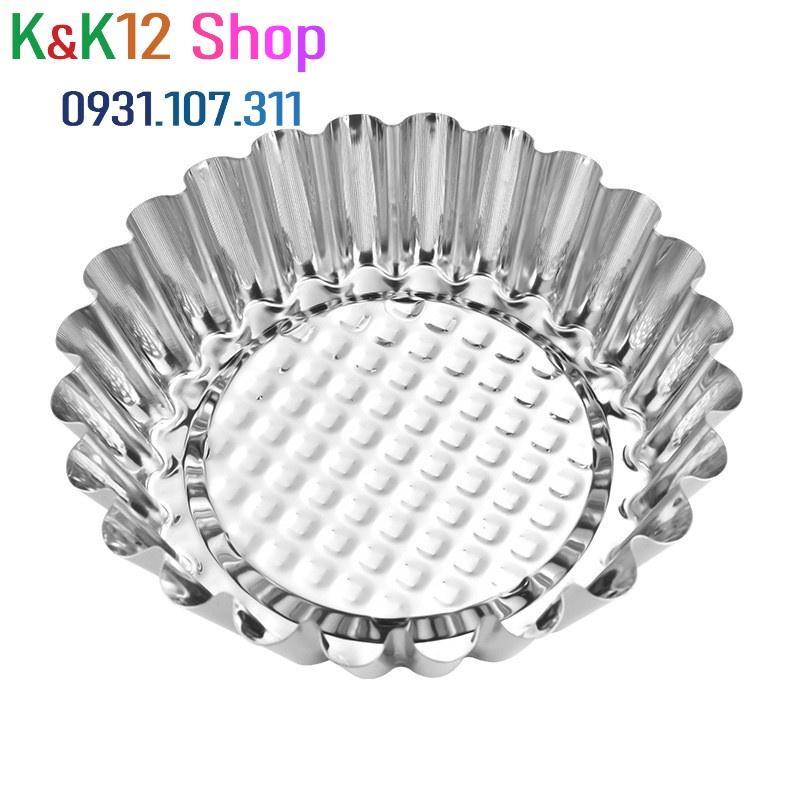 Khuôn làm bánh Tart Trứng bằng inox chất lượng cao, loại lớn rộng 9.5cm