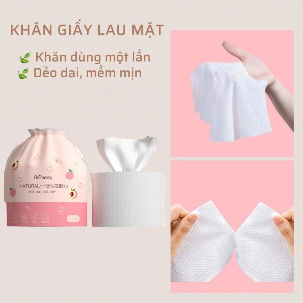 Khăn mặt khô dùng 1 lần lau khô, lau ướt - 40 khăn/cuộn, kích thước 20x20cm