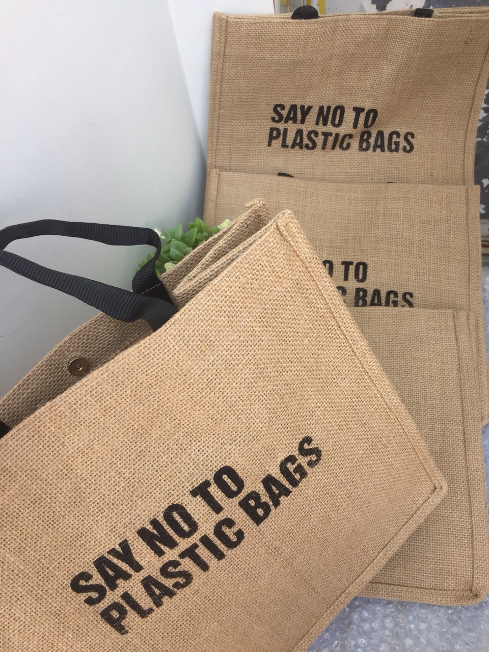 Túi vải đay cao cấp, in chữ SAY NO TO PLASTIC BAGS thân thiện môi trường, túi thời trang công sở, du lịch, dạo phố, đi biển