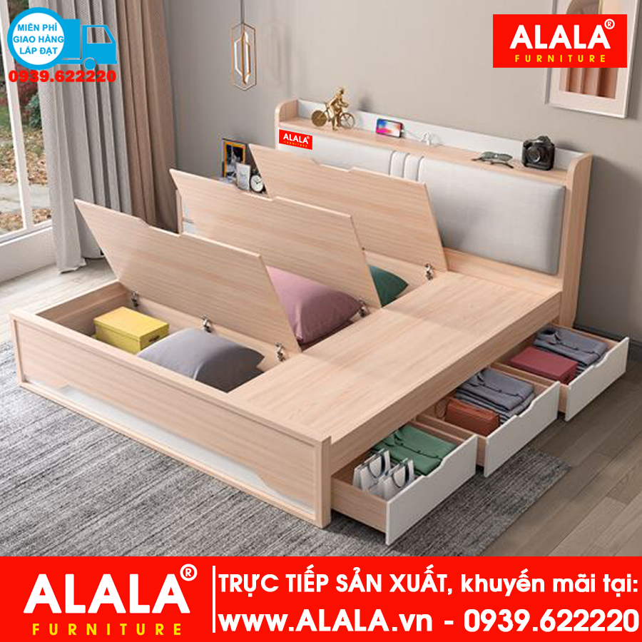 Giường ngủ ALALA14 gỗ HMR chống nước - www.ALALA.vn® - Za.lo: 0939.622220