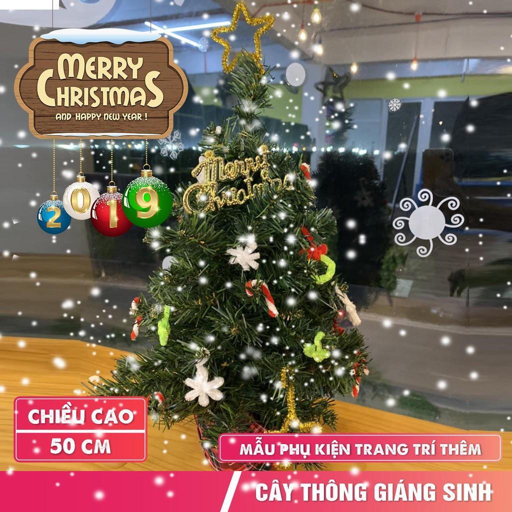 Cây Thông Mini Màu Hường Và Màu Xanh - Tặng Kèm Chữ Merry Christmas - Cây Thông Noel 50CM