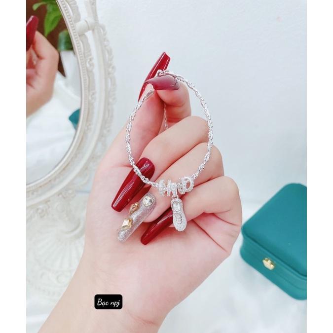 Vòng xoắn mix hoạ tiết xinh xắn , lắc tay tết óng ánh bạc đẹp - Bạc npj