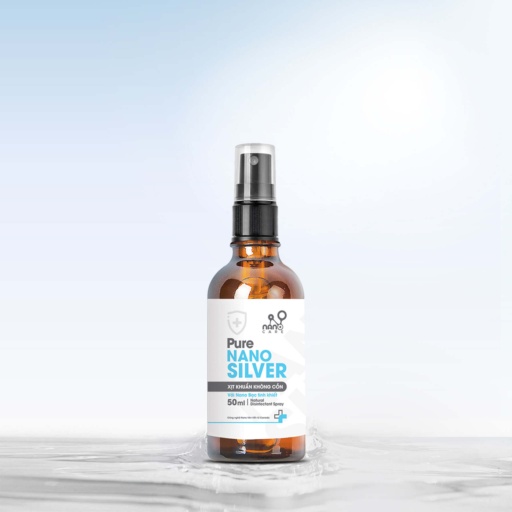 Xịt kháng khuẩn không cồn Nano-care Pure Nano Silver  50ml - 250ml (với thành phần Nano bạc tinh khiết 99.99 % và công nghệ tiên tiến từ Canada)