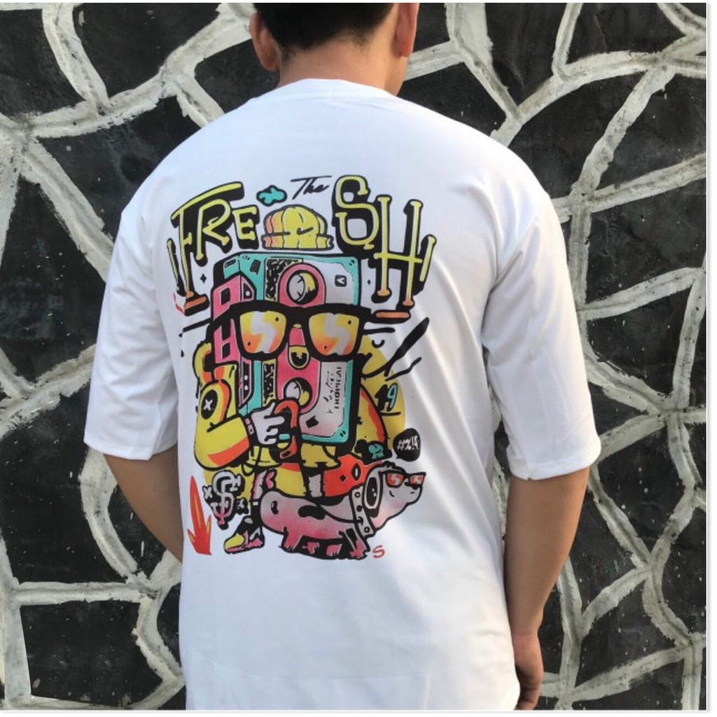 ÁO THUN COTTON NAM FORM RỘNG,THIẾT KẾ HỌA TIẾT NỀN ÁO SIÊU NGẦU THỜI TRANG MỚI KME