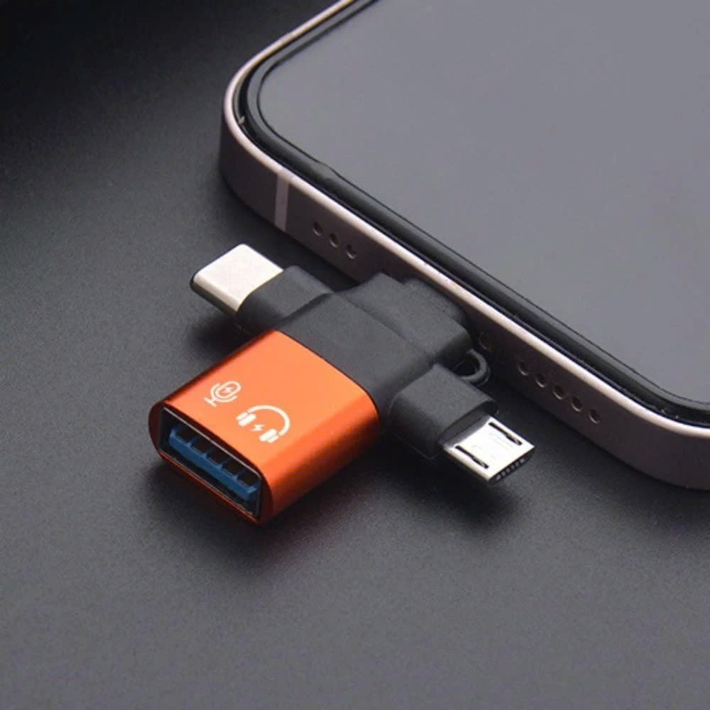 Đầu chuyển đổi 3 trong 1, Bộ chuyển đổi USB 3.0 Type C 3 trong 1, Đầu nối truyền dữ liệu Micro USB IOS OTG - Giao Màu Ngẫu Nhiên - Hàng Nhập Khẩu