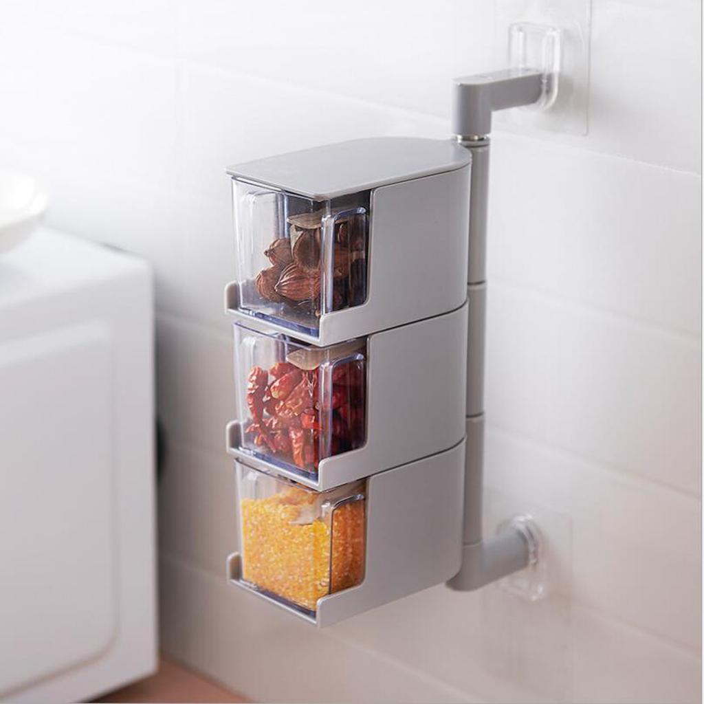 Rotatable Spice Rack Set - Seasoning Box - Condiment Storage Container Box -