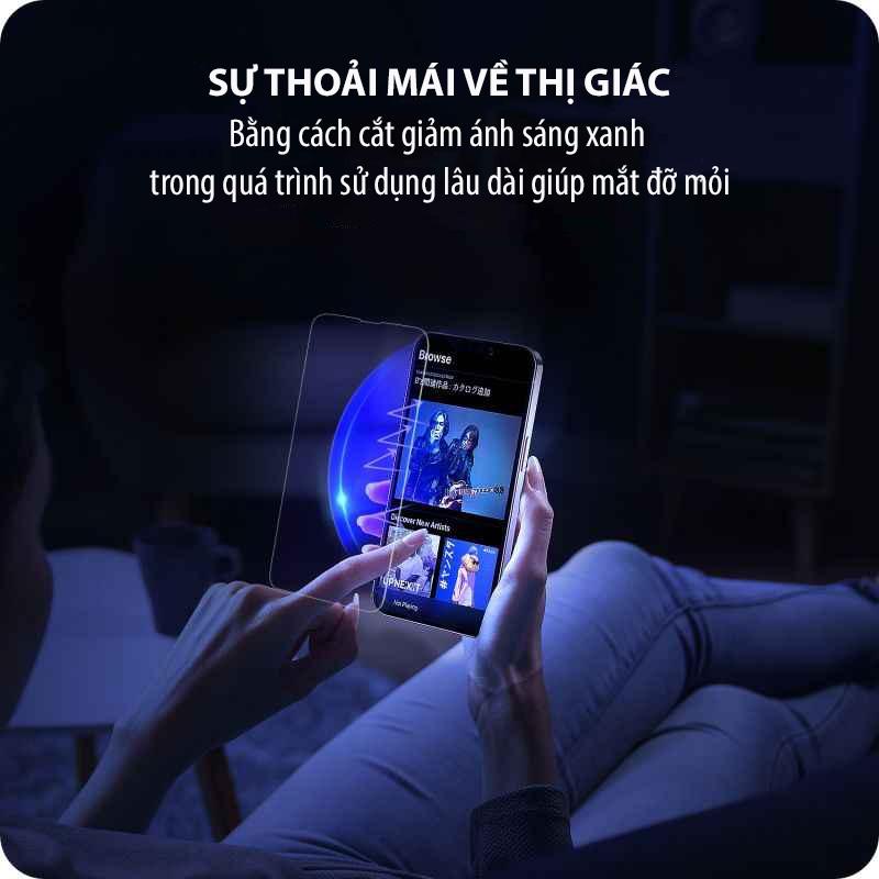 Kính cường lực GAERU Full viền cho iPhone XS 11 12 13 PRO PRO MAX kháng khuẩn cắt ánh sáng xanh bảo vệ mẳt