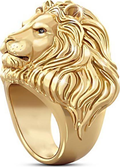 Nhẫn nam titan mạ vàng 24k hình sư tử