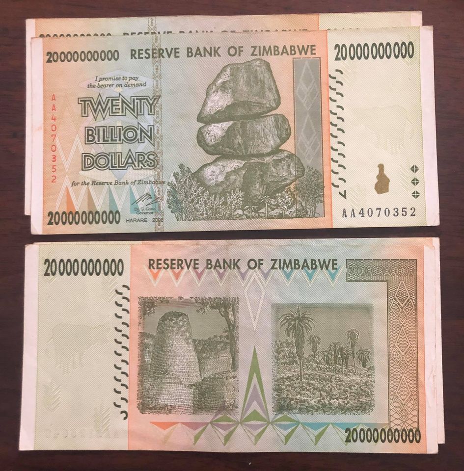 Tiền cổ Zimbabwe 20 tỷ dollar sưu tầm