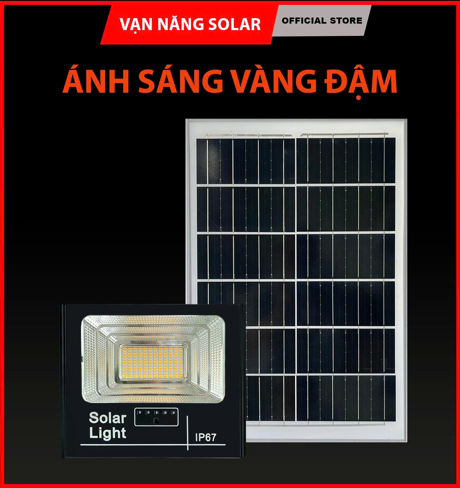 Đèn năng lượng mặt trời 60W, 100W, 200W ( ánh sáng màu vàng )