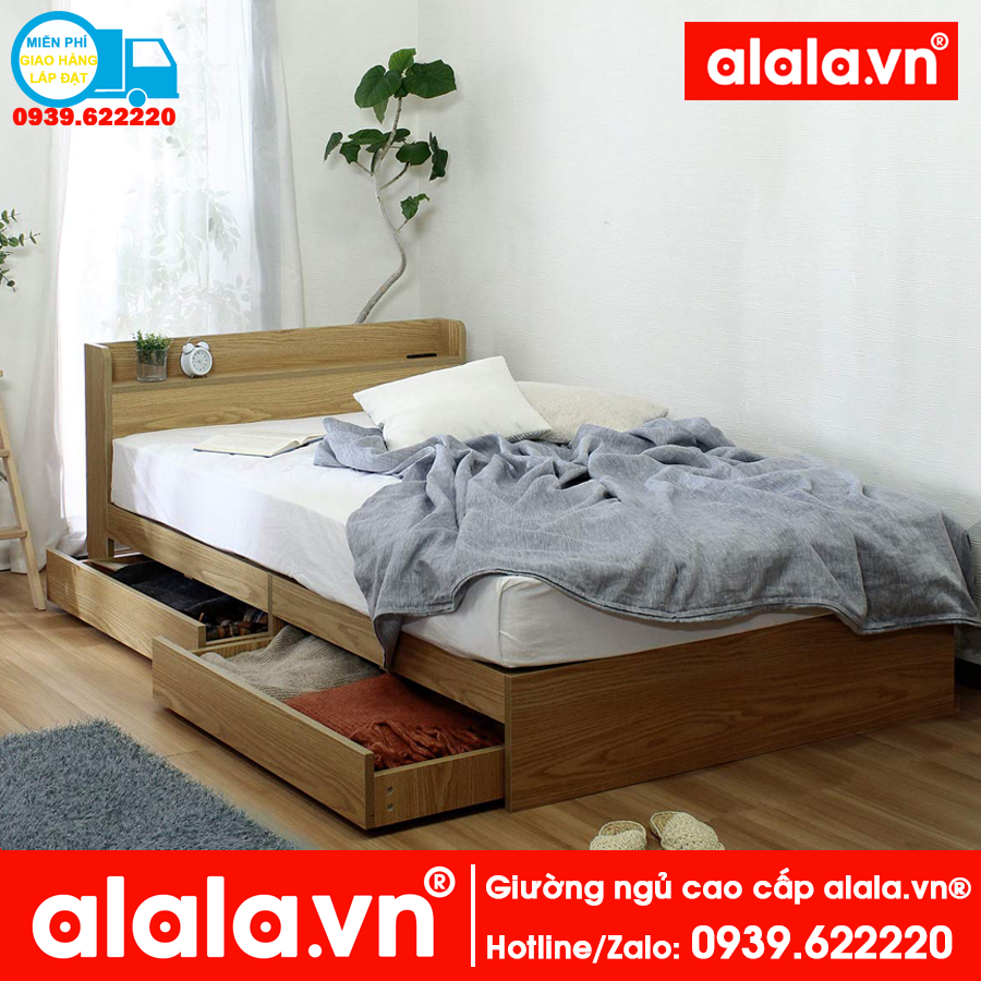 Giường ngủ cao cấp phong cách Nhật Bản - alala.vn (1m4x2m)