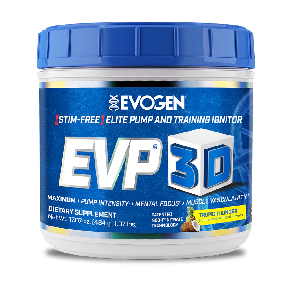 Evogen EVP-3D, Pre-Workout Hỗ Trợ Tập Trung Năng Lượng Trước Tập, Sức Mạnh & Sức Bền, Không Caffeine, Không Gây Mất Ngủ, Hộp 40 Lần Dùng