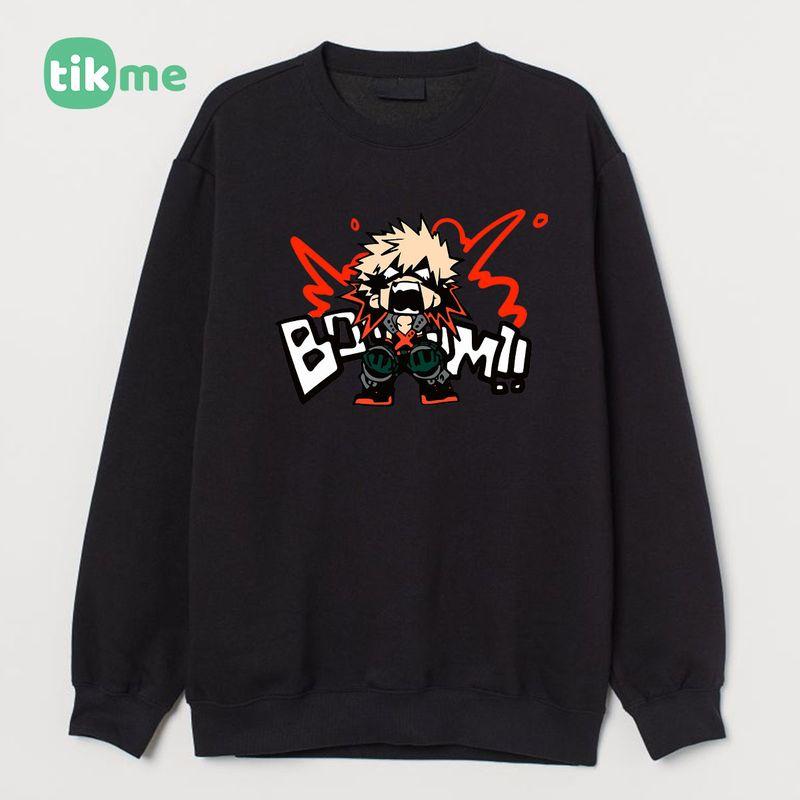 Áo nỉ sweater dáng rộng My Hero Academia Katsuki Bakugo size XS-2XL