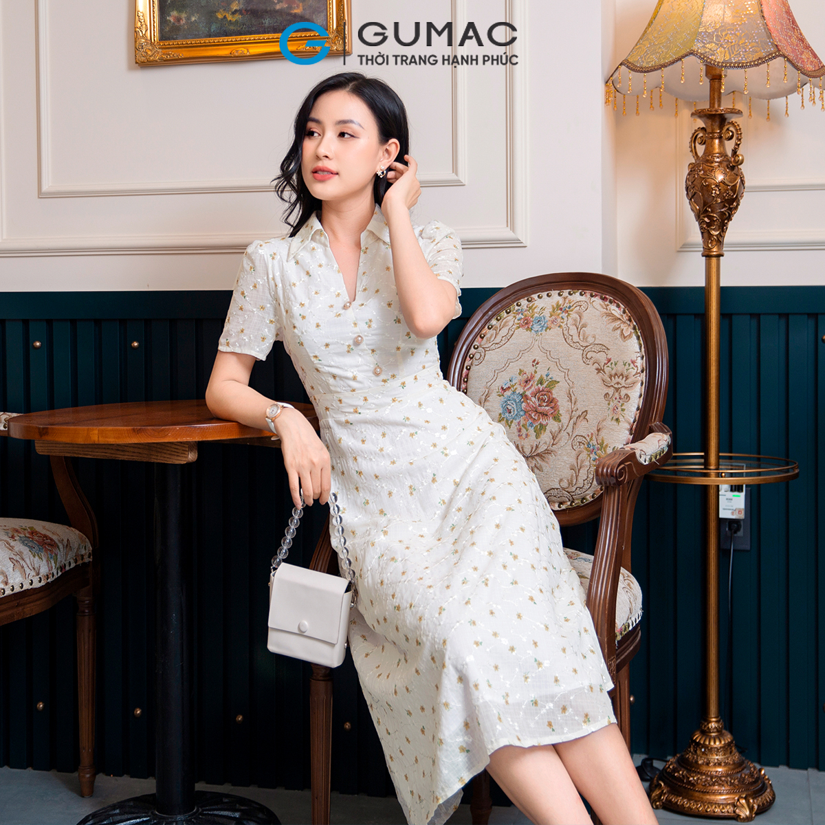 Đầm A ngực đắp vải voan mềm mát đi tiệc đi chơi thanh lịch sang trọng GUMAC DD09007