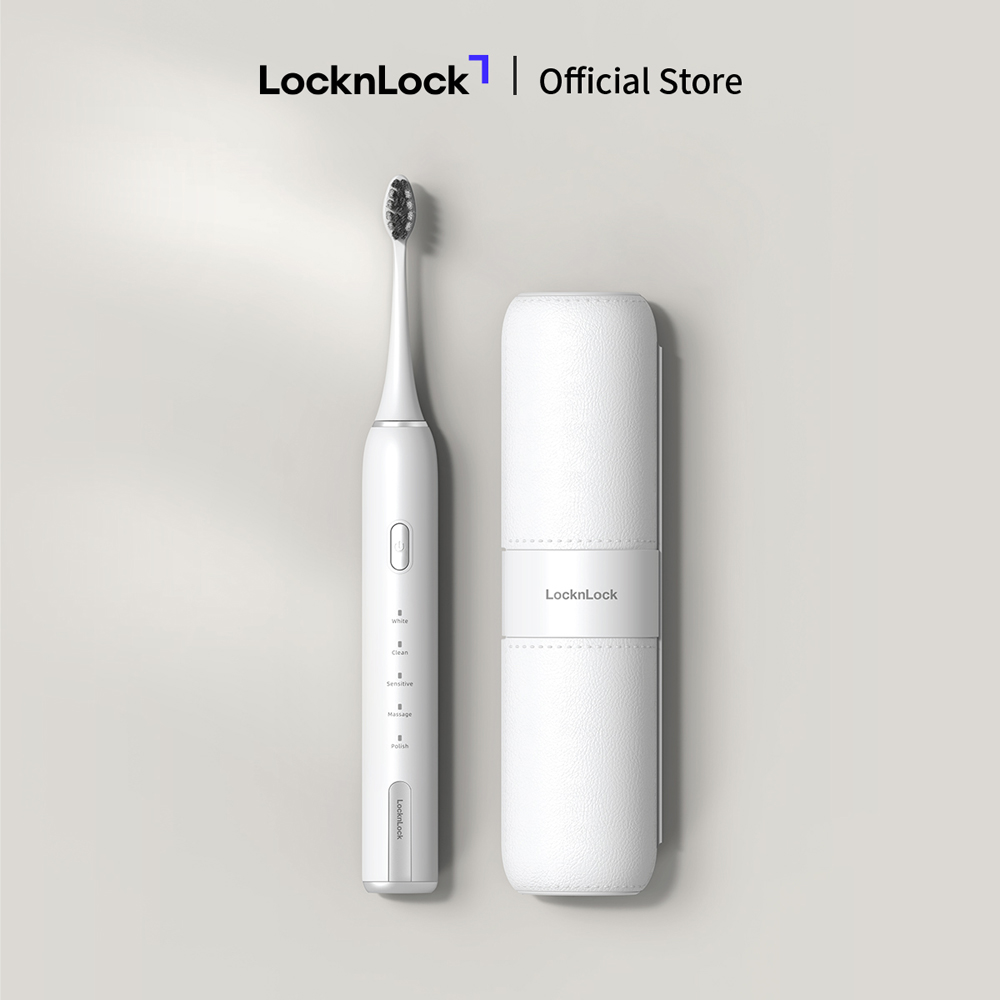 Bàn chải đánh răng điện LocknLock Electric toothbrush ENR386WHT/ENR386BLK 5 chế độ linh hoạt kèm hộp đựng bàn chải - 2 Màu