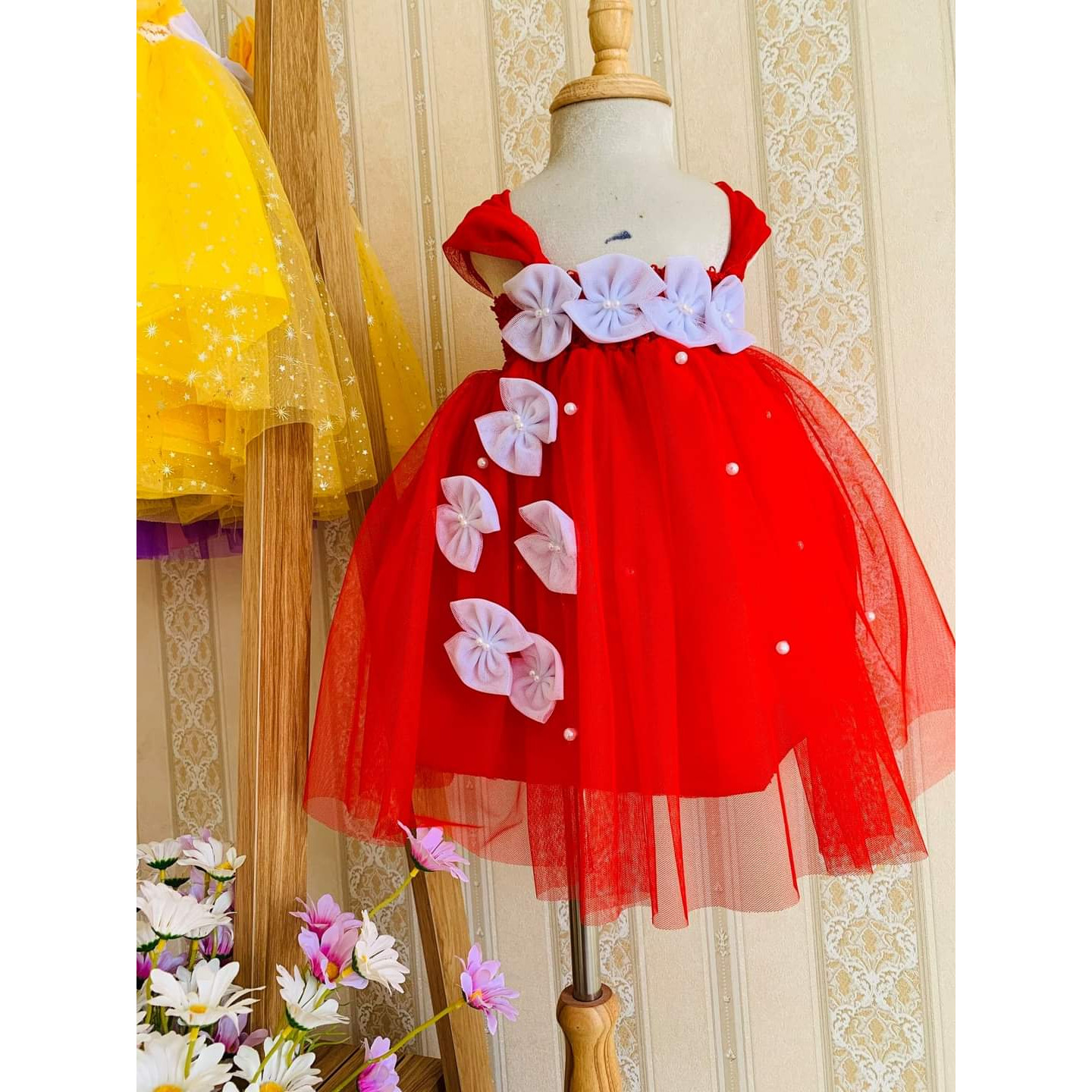 Đầm/Váy công chúa tutu dễ thương cho bé - nơ đính hạt + Ảnh thật