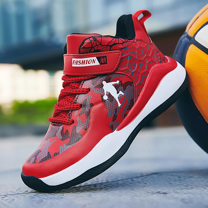 Giày thể thao trẻ em giày bóng rổ trẻ em giày thể thao không khí ngoài trời mang giày dễ chịu giày thoáng khí cho trẻ em Zapatillas Mujer Color: Red Shoe Size: 34