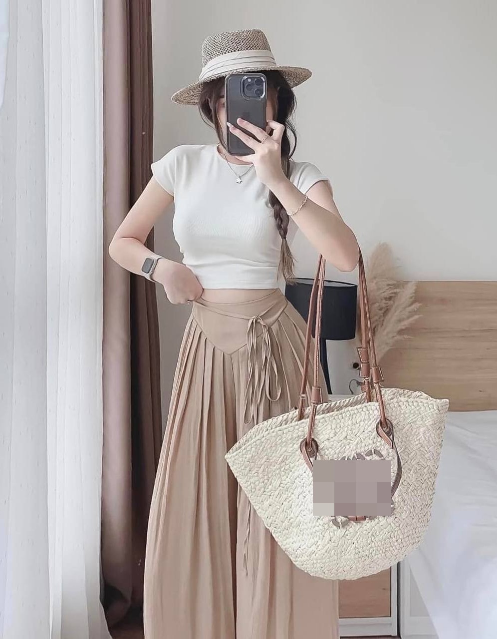 SET QUẦN ỐNG RỘNG GIẢ VÁY MIDI XẾP LY DÂY RÚT LƯNG THUN CAO MAXI + ÁO THUN 3 LỖ PASTEL ĐI TIỆC DẠO PHỐ ĐI CHƠI ĐI BIỂN