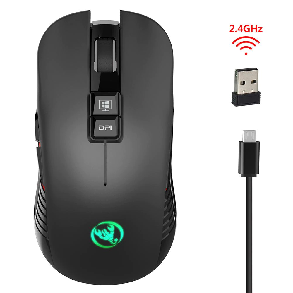 Chuột HXSJ T30 Không Dây Chuyên Dùng Cho Gamer, Văn Phòng Không Mỏi Cổ Tay, Đèn Nền 7 Màu, Độ Nhạy 3600DPI, Sử Dụng Pin Sạc 750mAh Cổng Type-C - Hàng Chính Hãng