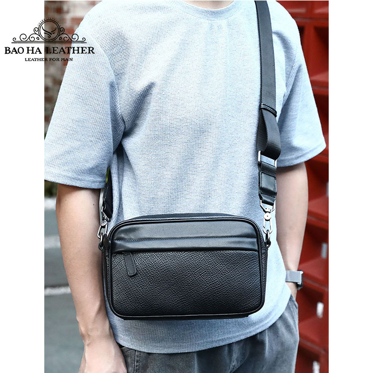 Túi đeo chéo nam mini da bò thật BAOHA LEATHER BHM6189 Túi da đeo vai nhỏ