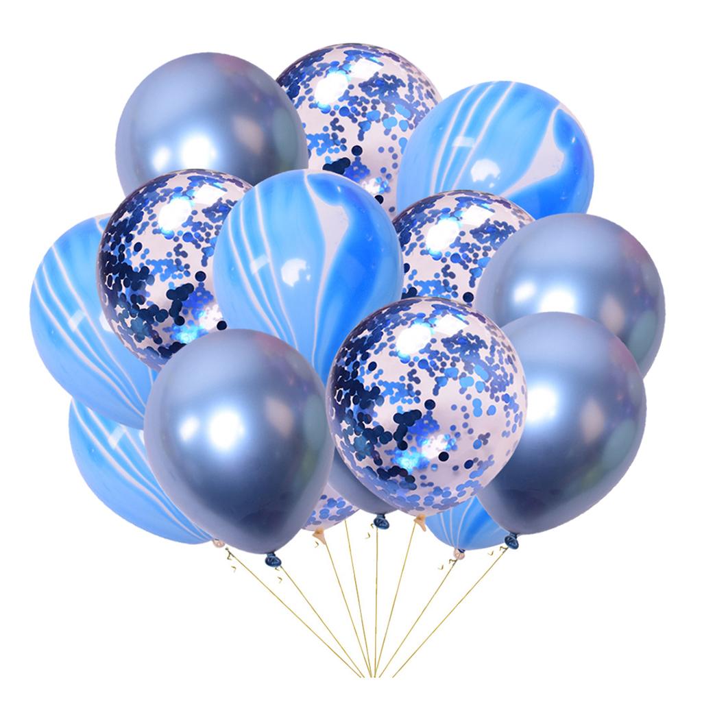 15x Latex Confetti Foil Balloons Wedding Birthday Hen Party Supplies Blue