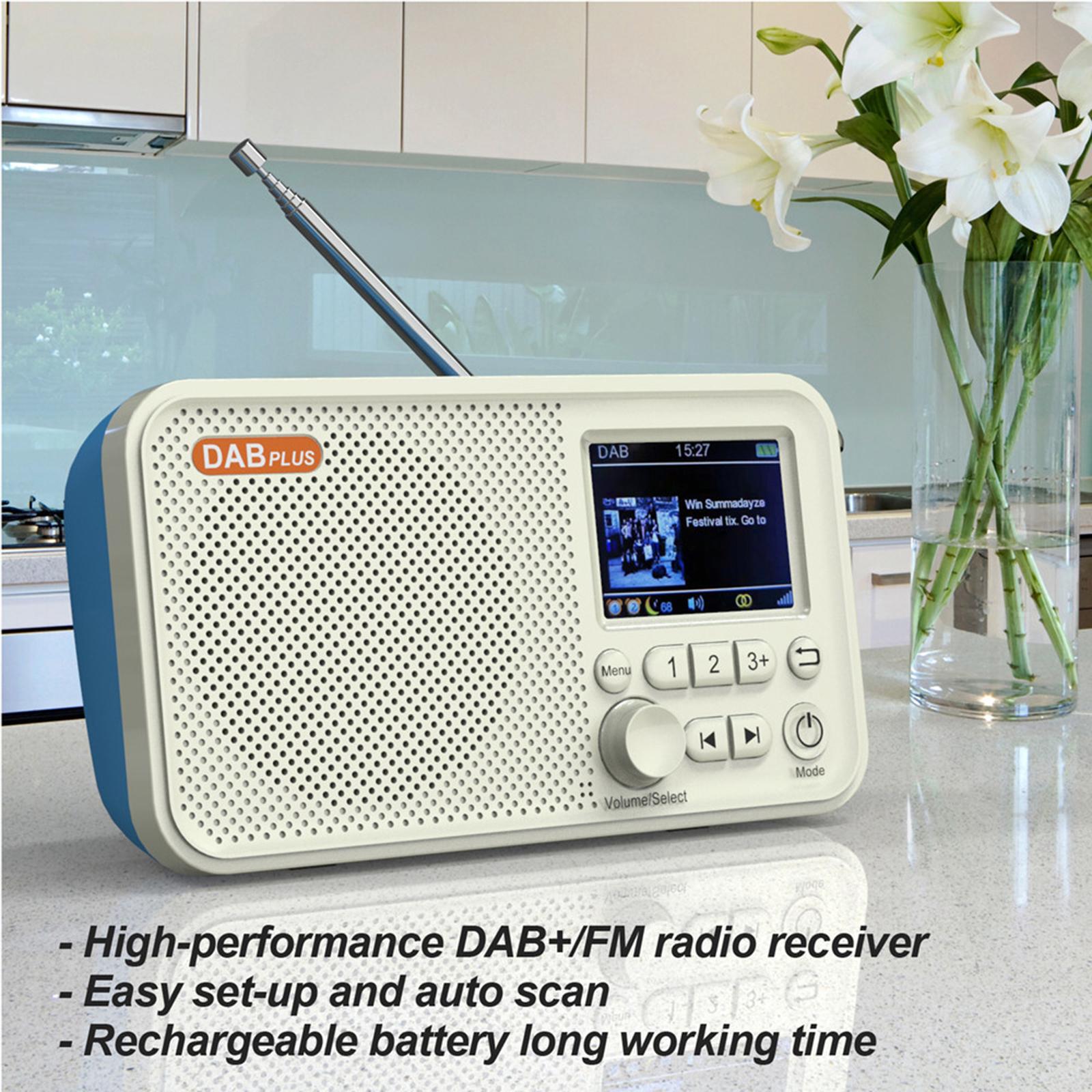Portable DAB FM Digital Radio USB Rechargeable BT5.0 Alarm Function Radio with Aux In Earphone Socket TF Card Slot