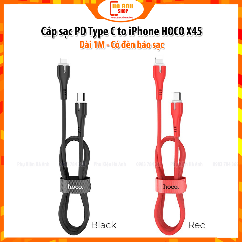 Cáp sạc nhanh X45 PD Type C to L ( iP ) dài 1M Hàng Chính Hãng