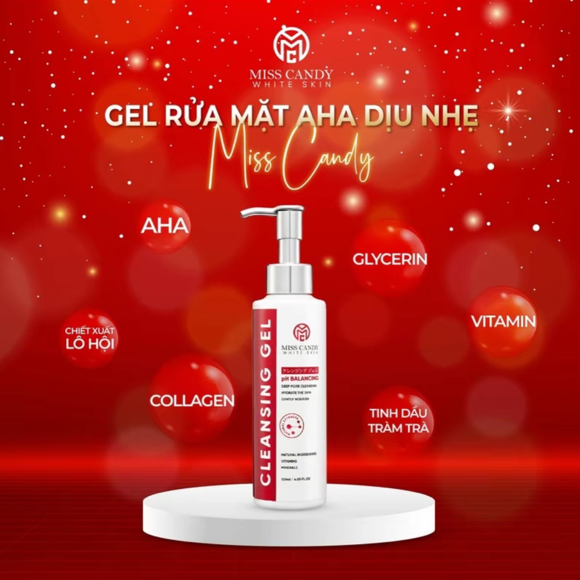 Combo 2 Sản Phẩm Giúp Làm Sạch Sâu Da Dịu Nhẹ Gồm: Nước Tẩy Trang Phân Tử HA Nano 120ml + Gel Rửa Mặt Dịu Nhẹ AHA 120ml MISS CANDY - PHỤNG BEAUTY