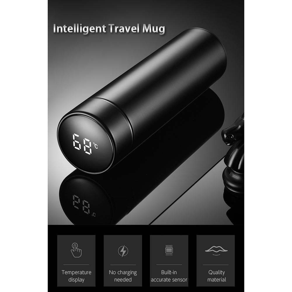 Bình cách nhiệt 500ml thông minh với màn hình LCD cảm ứng, chất liệu thép không gỉ