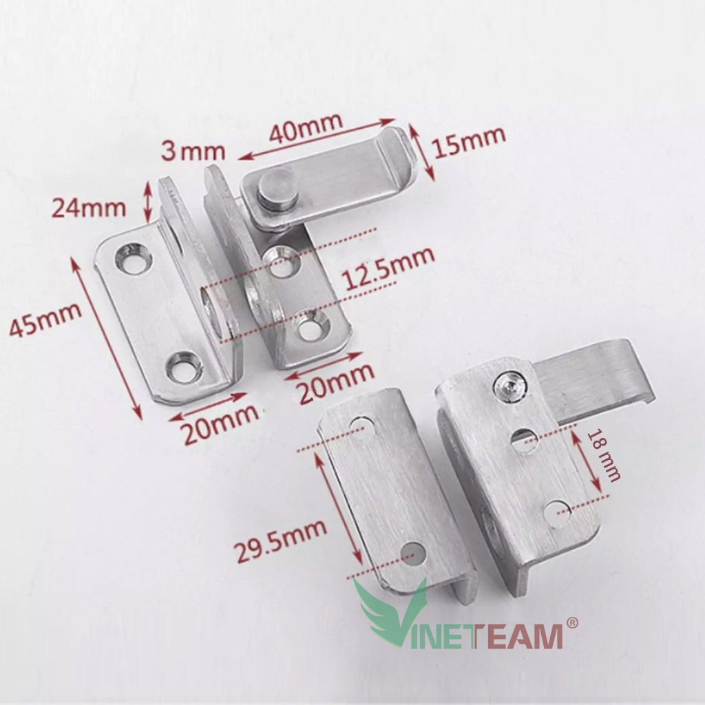 Vinetteam Chốt cửa khóa gài cây gạt và chốt khóa cài cửa có lỗ cài - sản phẩm an toàn cao cấp từ thép không gỉ, tiện dụng và hiệu quả - hàng chính hãng