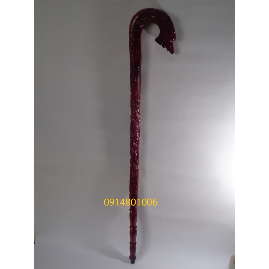Combo Gậy Batoong gỗ đầu trạm thân rồng Kèm Cây xỏ giầy gỗ muồng đen KT 55cm