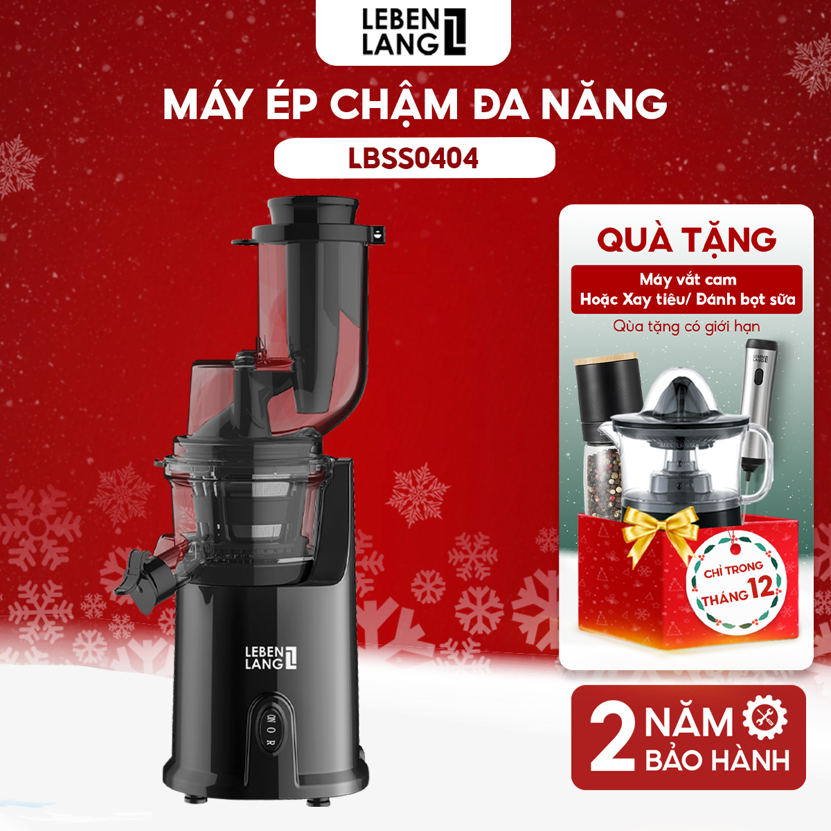 Máy Ép Chậm Đa Năng Lebenlang Dung Tích 1000Ml, Công Suất 200W, Model Lbss0404 - Hàng Chính Hãng
