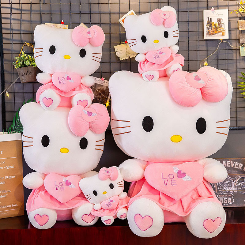 Gấu Bông Mèo Kitty Ôm Tim Siêu Dễ Thương (25cm---&gt;60cm) Hàng Cao Cấp Loại 1 Chất Lượng Cao, An Toàn Cho Trẻ Nhỏ
