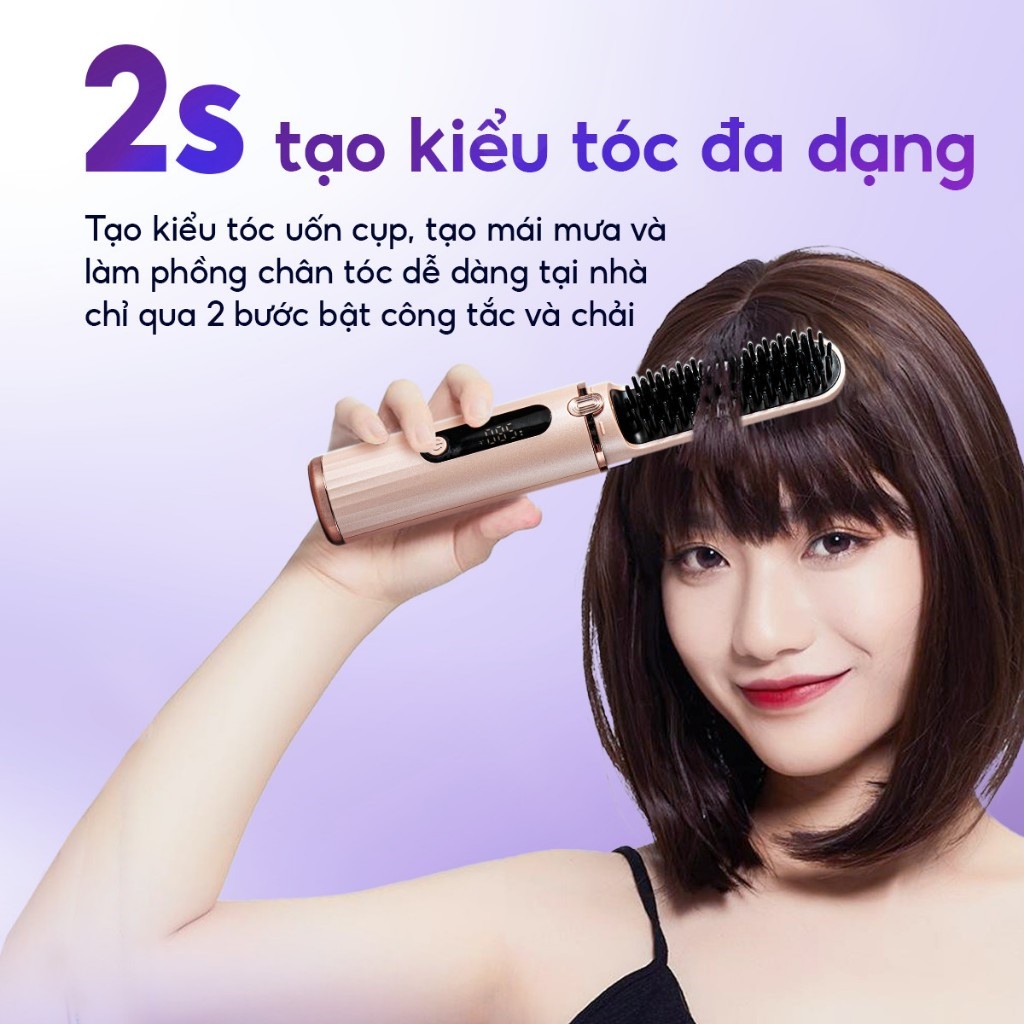 Lược điện không dây ion âm Sothing SeeMee suôn mượt, tạo kiểu vào nếp nhanh - Hàng chính hãng