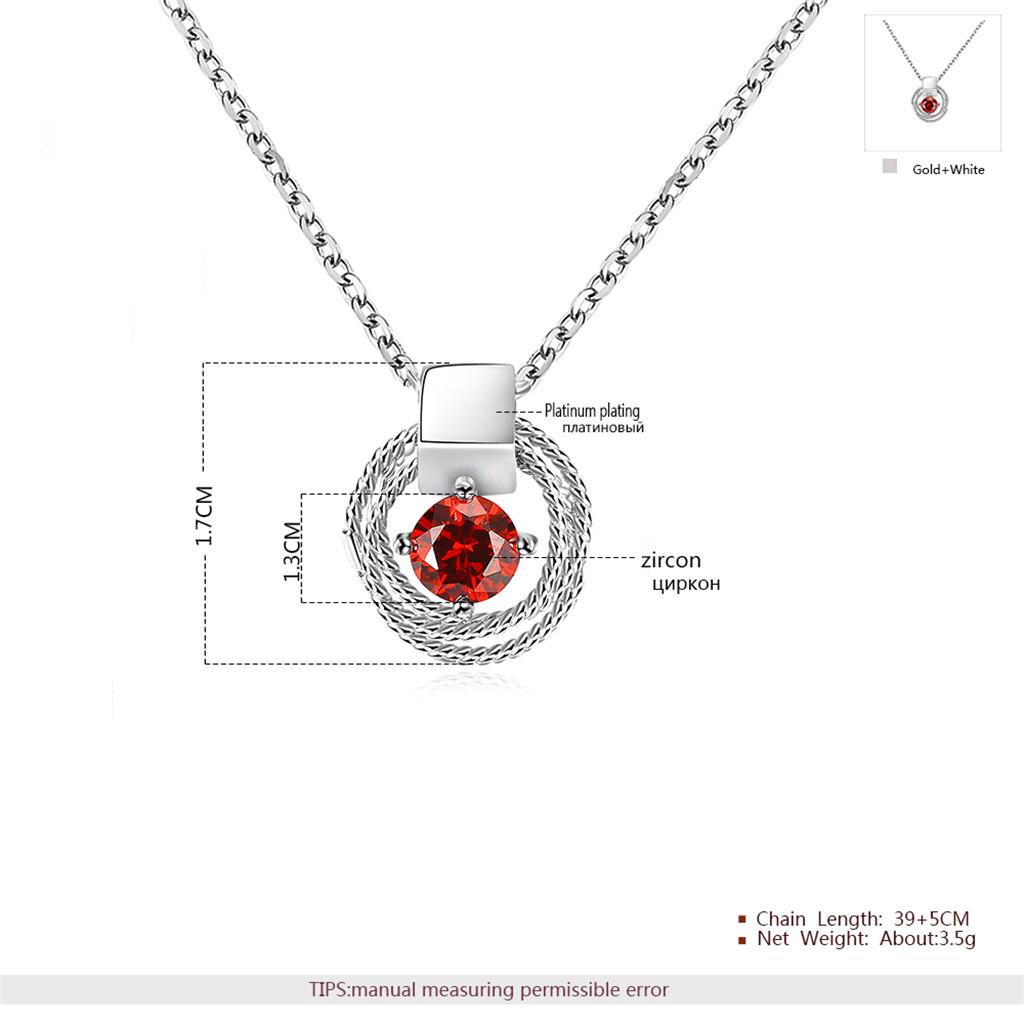 Round Pendant Necklace With Elegant Red Zircon