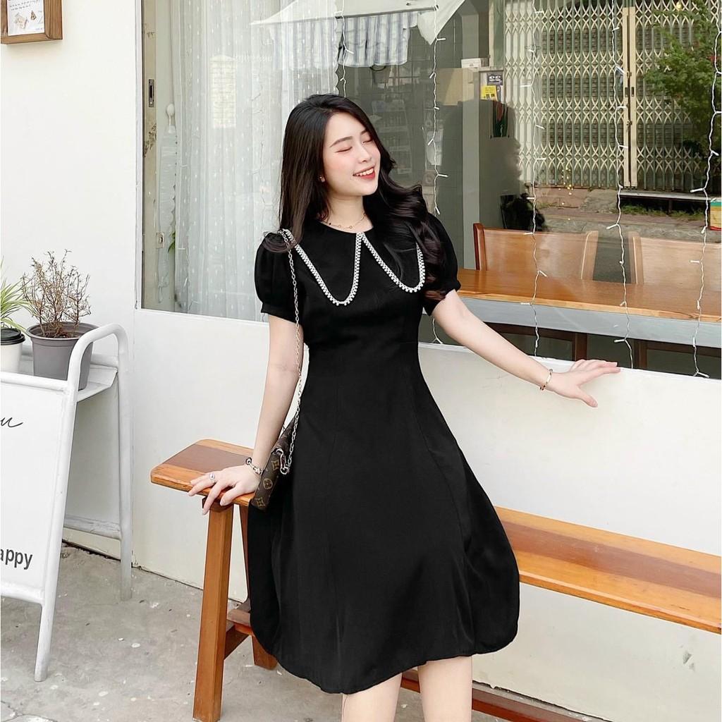 ĐẦM DỰ TIỆC COTTON MỊN CỔ BÈO PHỐI REN TAY PHỒNG DÁNG MAXI-hình thật shop chụp