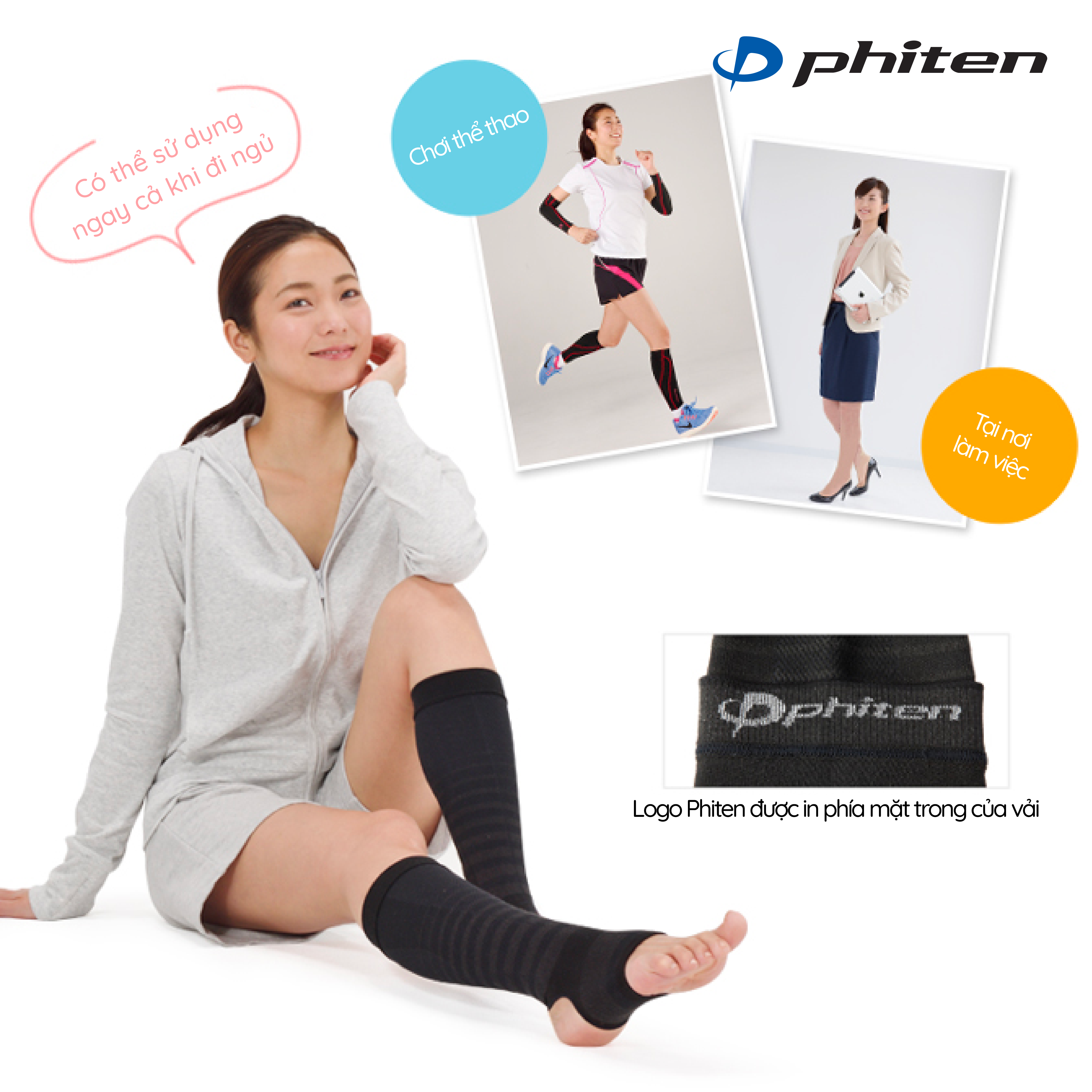 VỚ THỂ THAO ÔM GÓT CHÂN PHITEN SPORT SLEEVE_AFTER for LEG (2 CÁI)