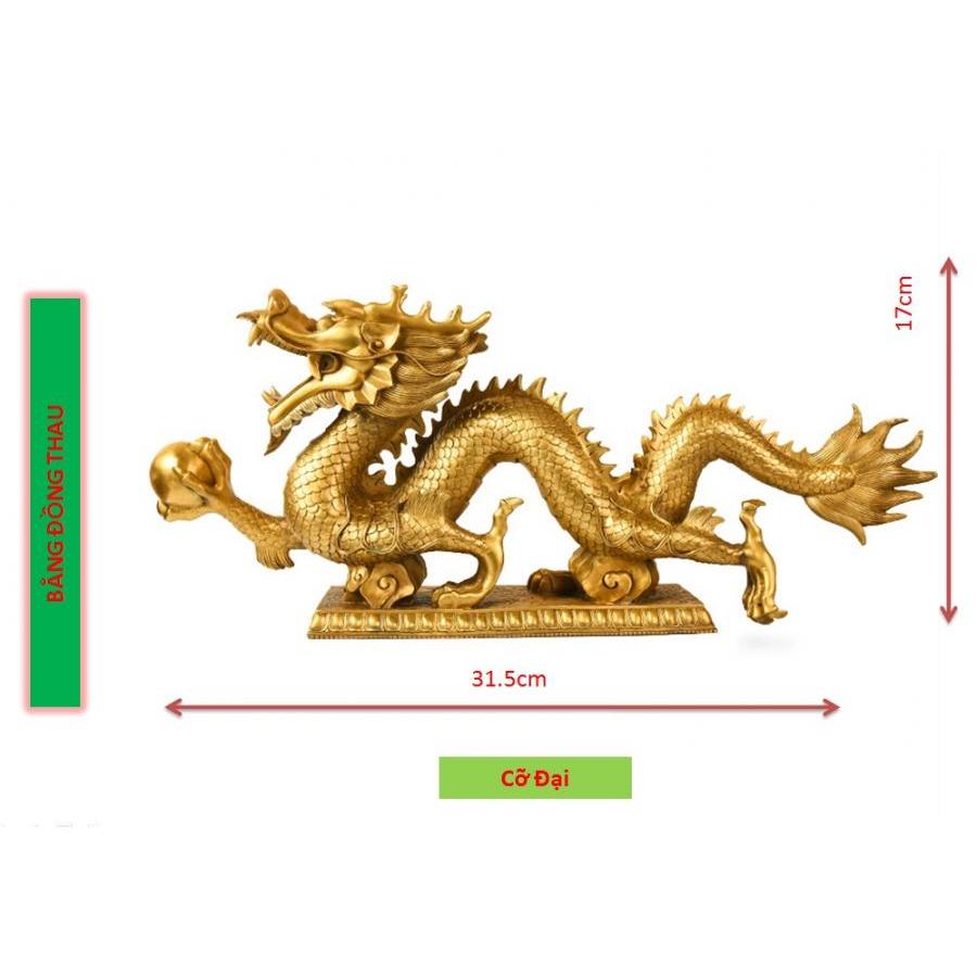 Tượng Rồng bằng đồng thau cỡ đại dài 31cm nặng 2000g